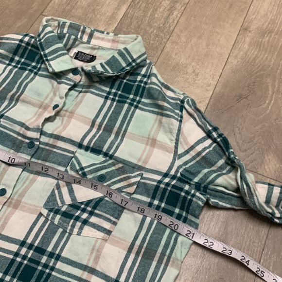 Volcom Mint Green and Teal Plaid Button-Down Shirt - Picture 4 of 8